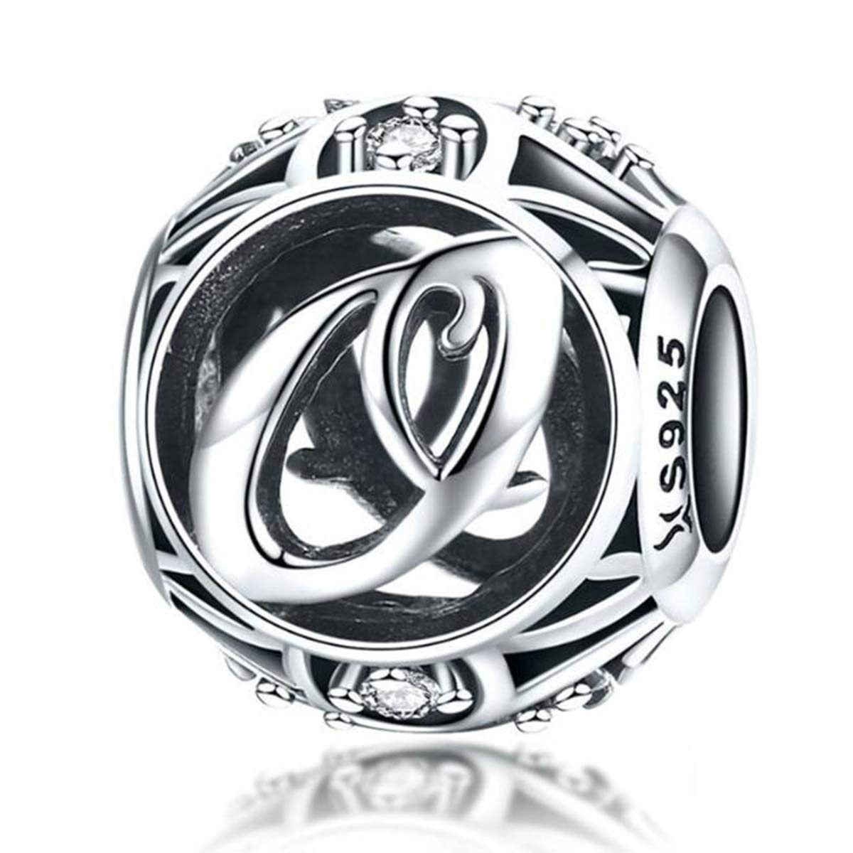 Birthday Charms Genuine 925 Sterling Silver Diy Initial A-Z Charm Alphabet Charms Letter Beads for Pandora Charms Bracelets (Letter O)