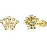 Seraphina 14K Gold Plated Screw Back Crown Earrings | Helix Cartilage Earrings for Women | Cubic Zirconia Stud Earrings | Trending Fashion Jewelry