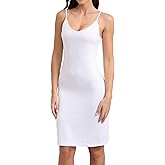 GLOWSUMM Women's Full Slips for Under Dresses Adjustable Spaghetti Straps Sexy V Neck Cami Nightgown