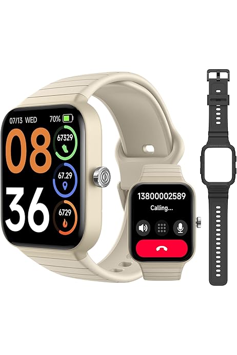 Get Smart and Stylish with the Skg Smart Watch (Answer/Make Call), Alexa Built-In, Extra Black Band, Ip68 Smartwatch for Android iPhones, 100+ Sports 1.8 Fitness Tracker With Heart Rate Spo2 Monitor,V7 Cyber