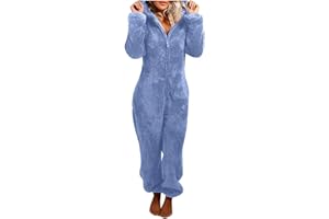 SHOPESSA Sherpa Jumpsuit Women Women's Fuzzy Pajamas Long Sleeve Adult Cat Onesie Pajamas Winter Rompers Sleepwear