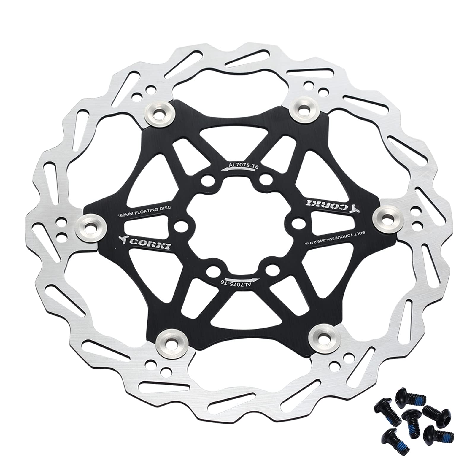 Bynccea 160 mm 180 mm Bicycle Floating Brake Disc with 6 Screws for Mountain Road Bike BMX MTB