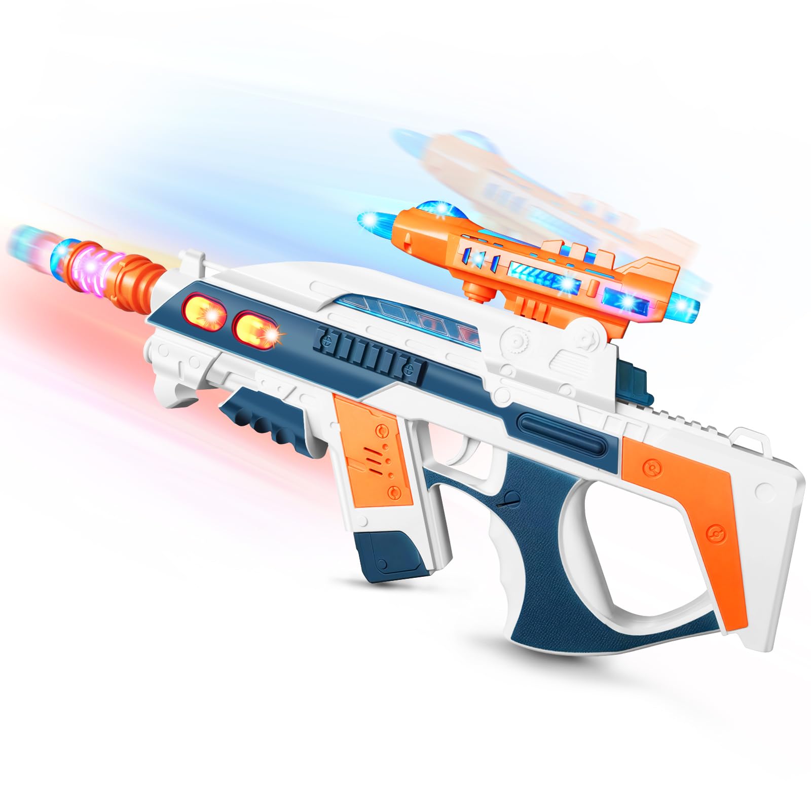 Photo 1 of Tcxomino Light Up Toy Gun with Sound Effects for Kids, Unique Shaking Planes & Barrel Telescopic Action, Baby Toy Guns Make Noise, Christmas Birthday Gifts for Boys Girls (Batteries Not Included)