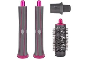 4 in 1 Hair Styling Kit for Dyson, 2 Long Curling Hair Barrels and 1 Round Volumizing Brush Attachment for Dyson Airwrap Styl
