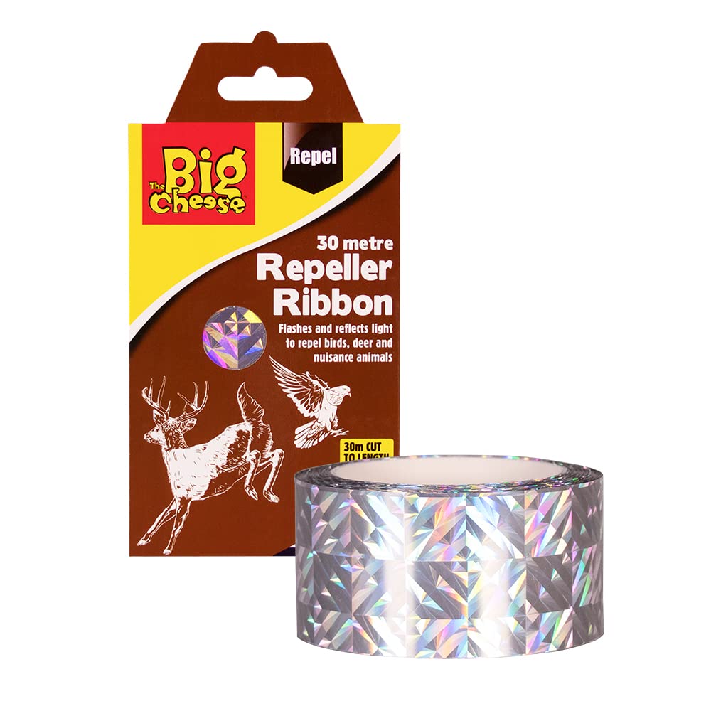 The Big Cheese Repeller Ribbon Bird and Deer Scarer, Iridescent Silver, 30 m