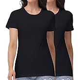 wirarpa Women's T-Shirts Cotton Crew Neck Short-Sleeve Casual Tees Tops Undershirt 2 Pack