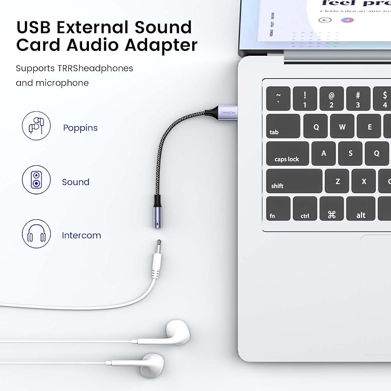 Adaptateur USB vers Jack 3,5mm Carte Son Externe AUX Stéréo 1 Pack — photo 2 sur 7