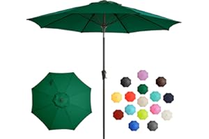 LOUNZY 9FT Large Outdoor Patio Umbrella Table Umbrella-UV Resistant,Easy Push Button Tilt and Crank,8 Sturdy Fiberglass Ribs Pool Umbrella for Patio,Backyard,Deck,Yard,Market