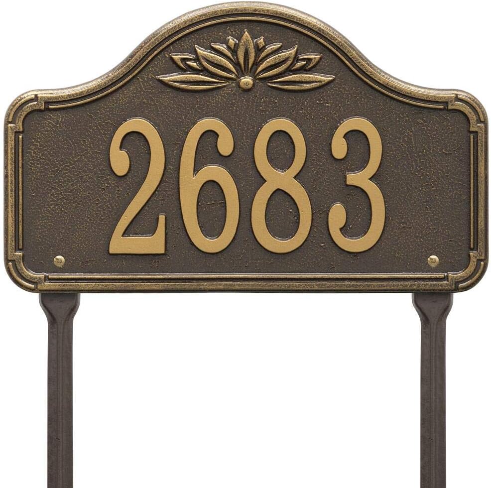 Plaques & Wall Art - Whitehall Products 2960OG Ivenwood Address Plaque - Standard Lawn - One Line - Bronze/Gold 14 x 9.25