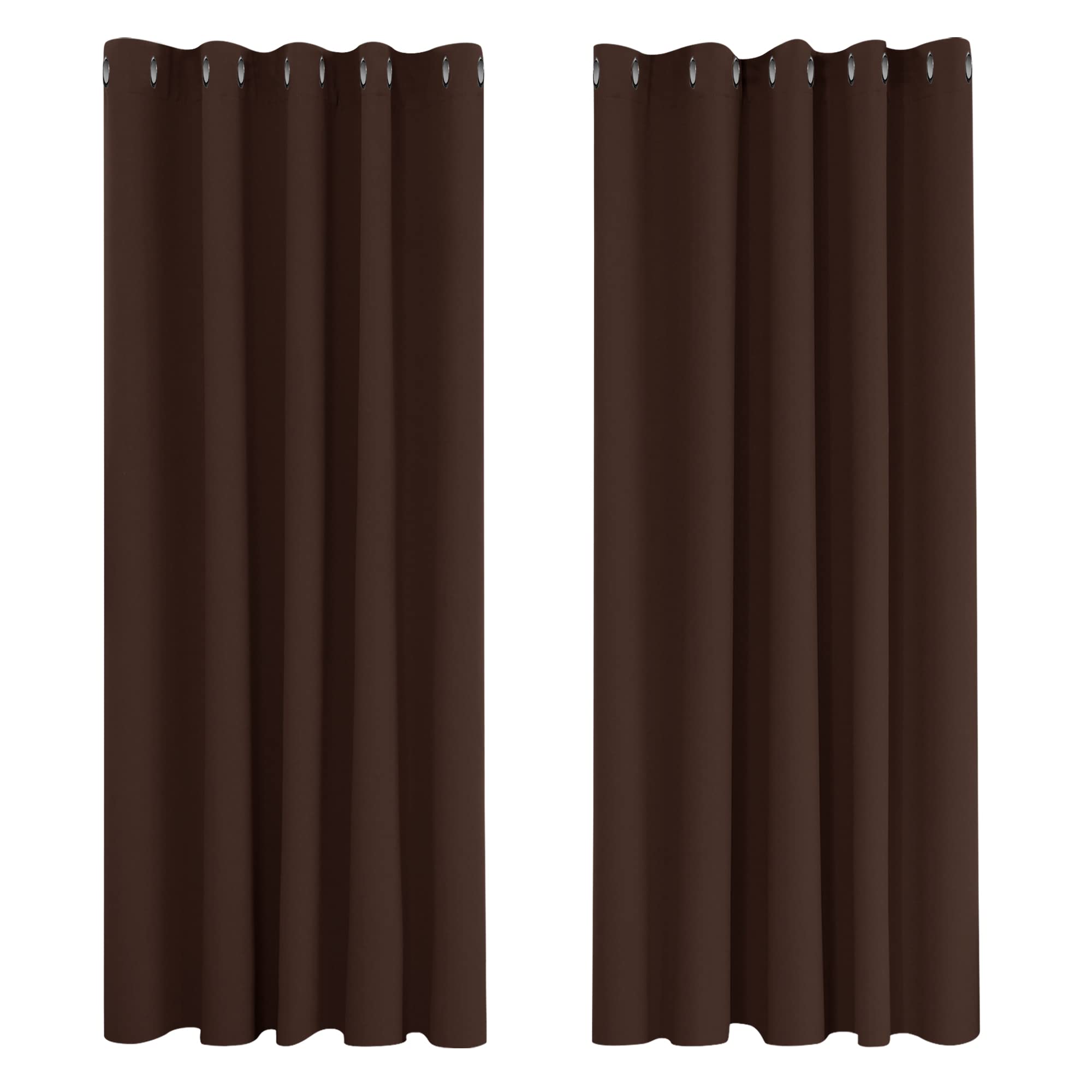 Deconovo Blackout Curtains for Bedroom Thermal Insulated Ring Top Blackout Curtains 66 x 72 Drop Inch Chocolate 2 Panels