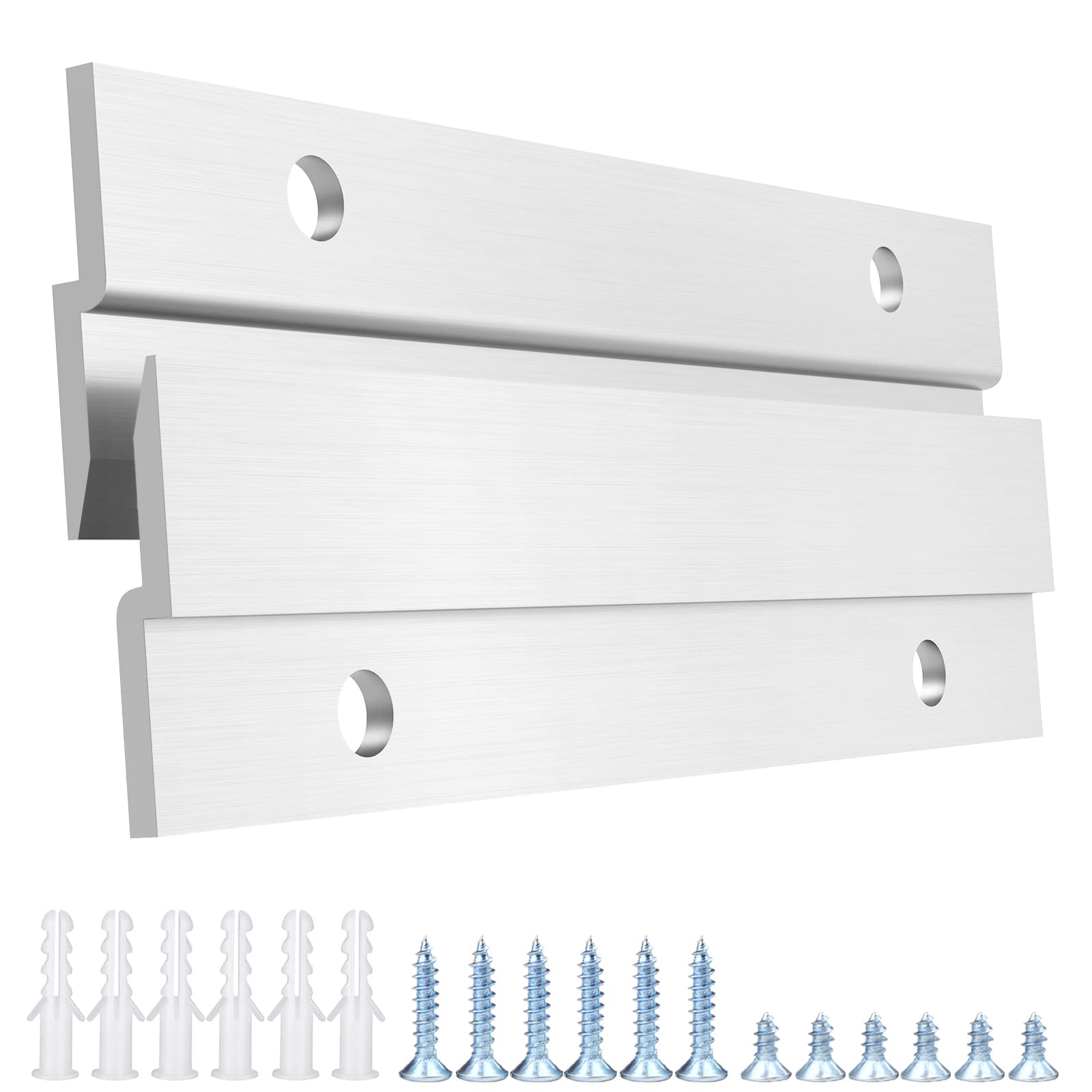 Photo 1 of French Cleat Picture Hanger, Aluminum Z Hanger Interlocking Wall Mounting Bracket Hardware Kit Z Clips for Hanging Wall Painting, Mirrors, Panels, Artwork, Cabinet, Whiteboard (4inch-5Pairs)