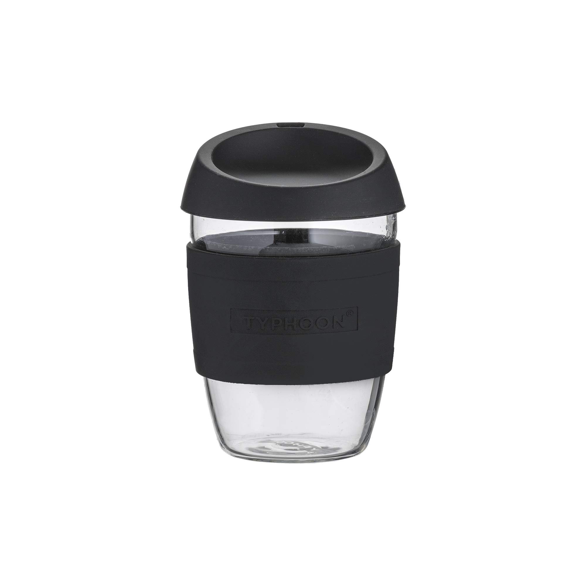 Typhoon Glass Reusable Coffee Cup Black 400ml