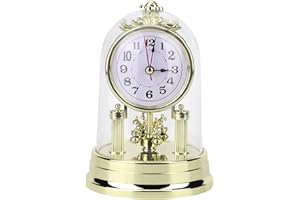 GOTOTOP Mantel Clock Table Clocks for Living Room Decor Antique Wall Clock Retro European Table Clock for Home Hotel Decorative Retro Round Silent Desk Alarm Clock(Gold)