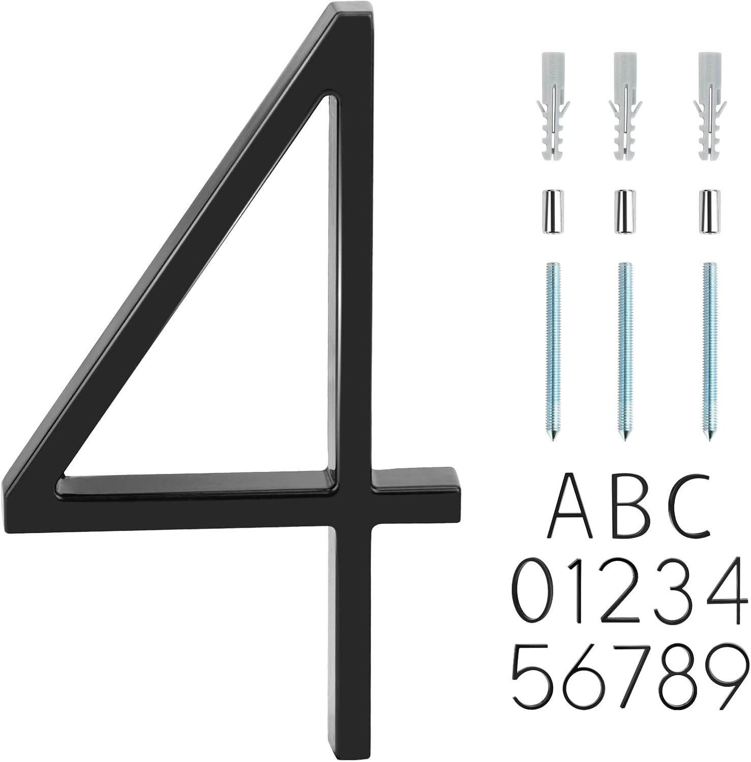 Address Signs - Covanm Floating House Number Black Floating Mount 5 Inch Modern House Numbers 4 (FOUR)