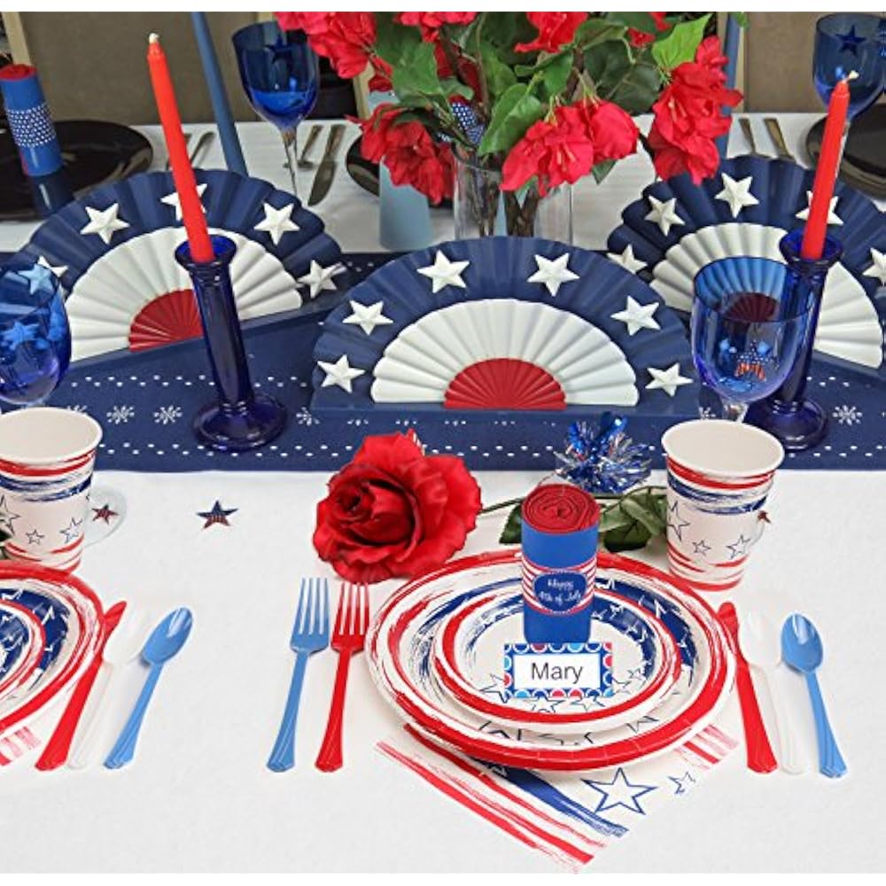 Disposable Plates Patriotic Dinnerware Set, 4th Of July American Flag