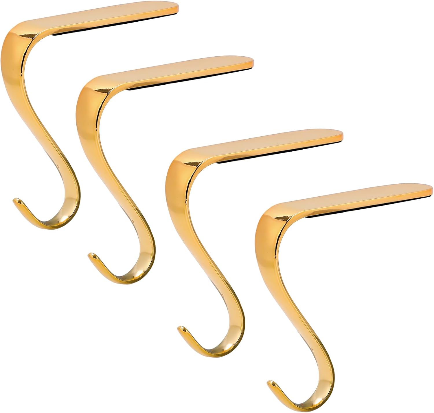 Stockings & Holders - DOYOLLA Christmas Stocking Holders Xmas Fireplace Hanger Hooks Holiday Mantel Garland Clips Metal Grips Set of 4(Gold)