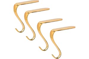 DOYOLLA Christmas Stocking Holders Xmas Fireplace Hanger Hooks Holiday Mantel Garland Clips Metal Grips Set of 4(Gold)