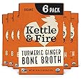 Kettle and Fire Turmeric Ginger Chicken Bone Broth, Keto, Paleo, Whole 30 Approved, Gluten Free, 19g of Protein, Natural Source of Collagen, Pack of 6