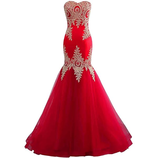 retrofete gold strapless dress Luuvis Gorgeous Red Spaghetti Straps Mermaid Long Beaded Prom Dress main image 0