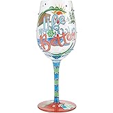 Enesco Lolita Designs Life is Better on Vacation Hand-Painted Artisan Wine Glass, 15 Ounce, Multicolor