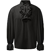 SMIFCAALOR Mens Pirate Shirt Steampunk Victorian Cosplay Shirts Medieval Costume Renaissance Halloween Costume Tops