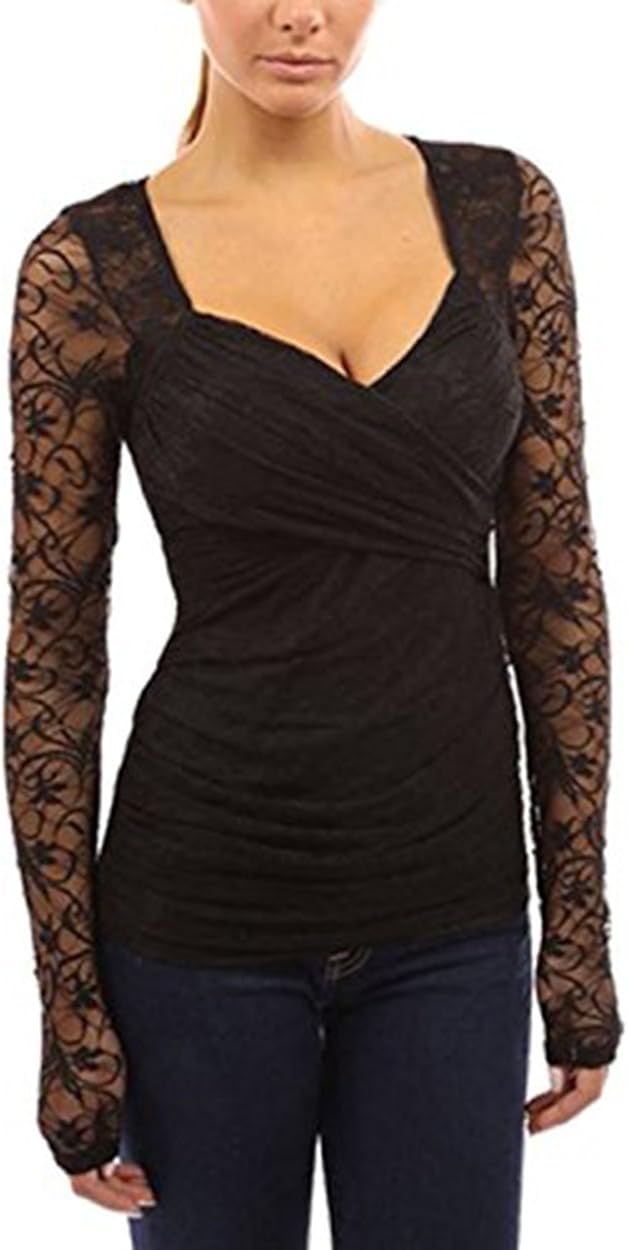 black long sleeve sweetheart top