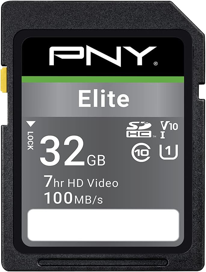 PNY Elite 32GB SDHC Class 10 UHS-I U1 100MB/s Memory Card