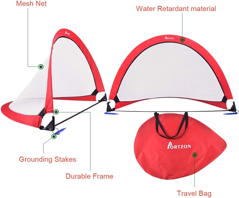 Portzon pop up Soccer Goal Set of 2，Soccer Goals for Backyard- Portable Soccer Nets with Carry Bag for Indoor & Outdoor Sports, Size 2 Pop Up Portable Soccer Goals : Sports & Outdoors