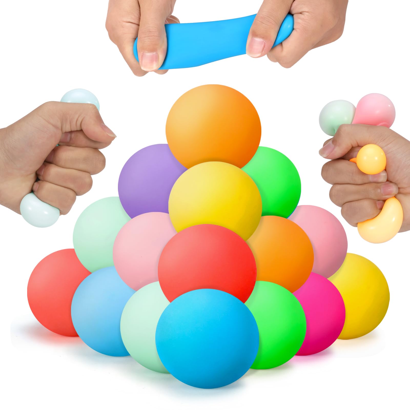 24 PCS Stress Balls for Adults and Kids Fidget Toys Party Bag Fillers for Kids Squeeze Sensory Fidget Toy Soft Squishy Ball for Anxiety Stress Relief