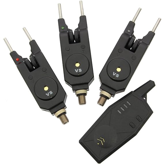 g8ds® Funk Bissanzeiger Set 3 + 1 schwarz Funkempfänger Reichweite 200m Transportkoffer Baitalarm