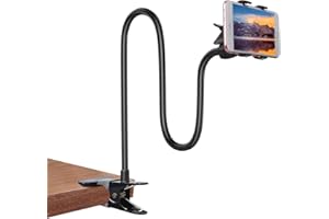 Kuryai Gooseneck Bed Phone Holder, Flexible Long Arm Clip On Phone Holder for Bed, Desk, Headboard, Bedside, 360 Adjustable Cell Phone Clamp Mount Stand, All 4-7" Cellphone