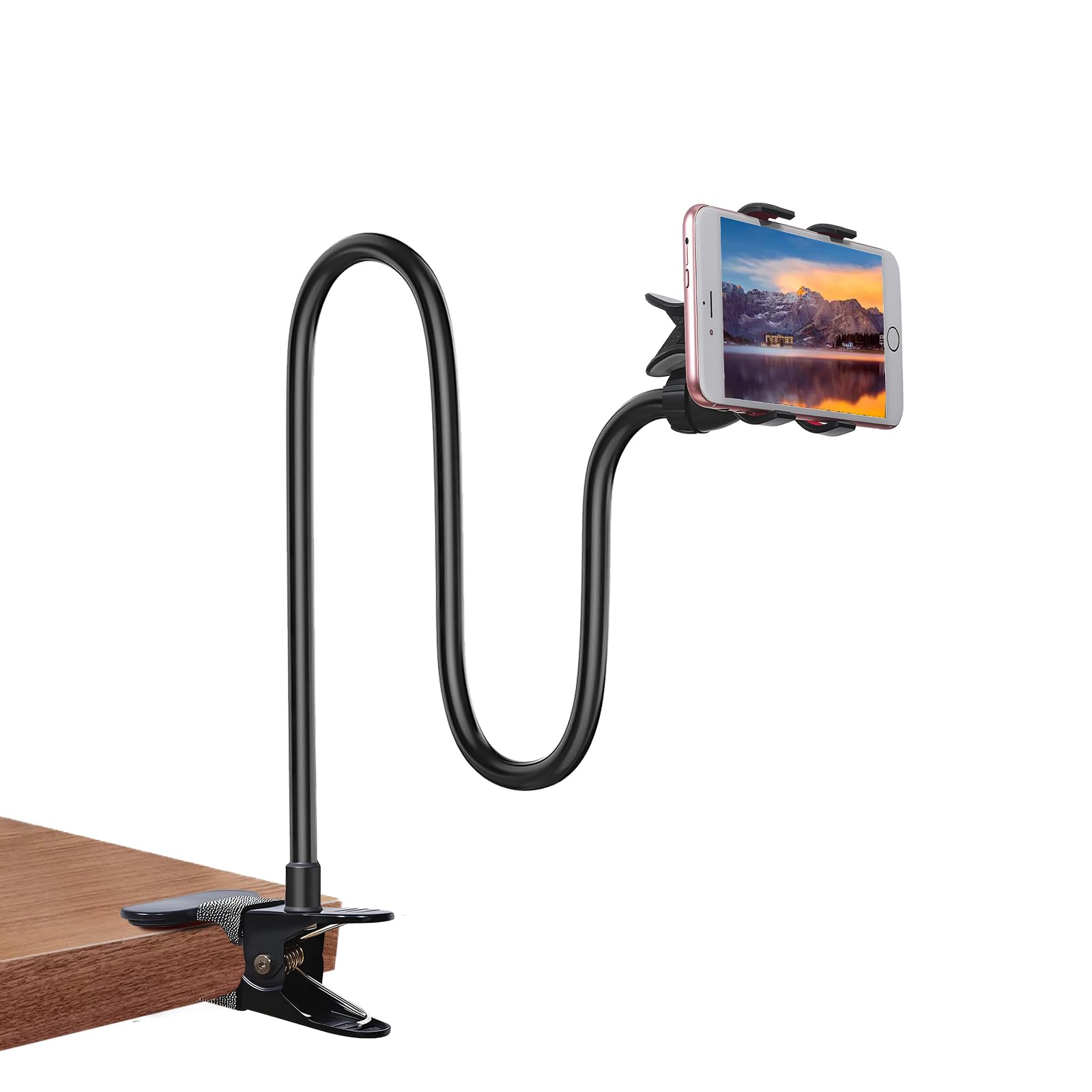 Photo 1 of Kuryai Gooseneck Bed Phone Holder, Flexible Long Arm Clip On Phone Holder for Bed, Desk, Headboard, Bedside, 360 Adjustable Cell Phone Clamp Mount Stand, All 4-7" Cellphone