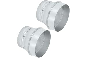 PATIKIL 6 Inch to 5 Inch Duct Reducer, 2 Pcs Galvanized Steel Round Air Duct Reducer Crimped Pipe Increaser Adapter Connector