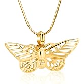 Minicremation Cremation Jewelry for Ashes - Memorial Keepsake Butterfly Necklace Urn Pendant for Beloved's Ashes