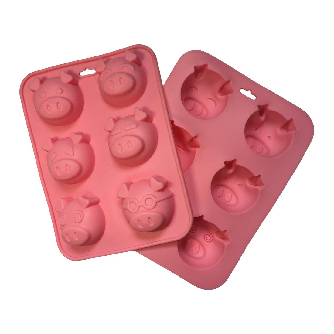 Silicone Cake Mold, 6-cavity cake pan of Cute different face Piggy Silicone Ice Candy Chocolate Jelly Pastry Making Molds Cake Baking Mold(2 Sets)