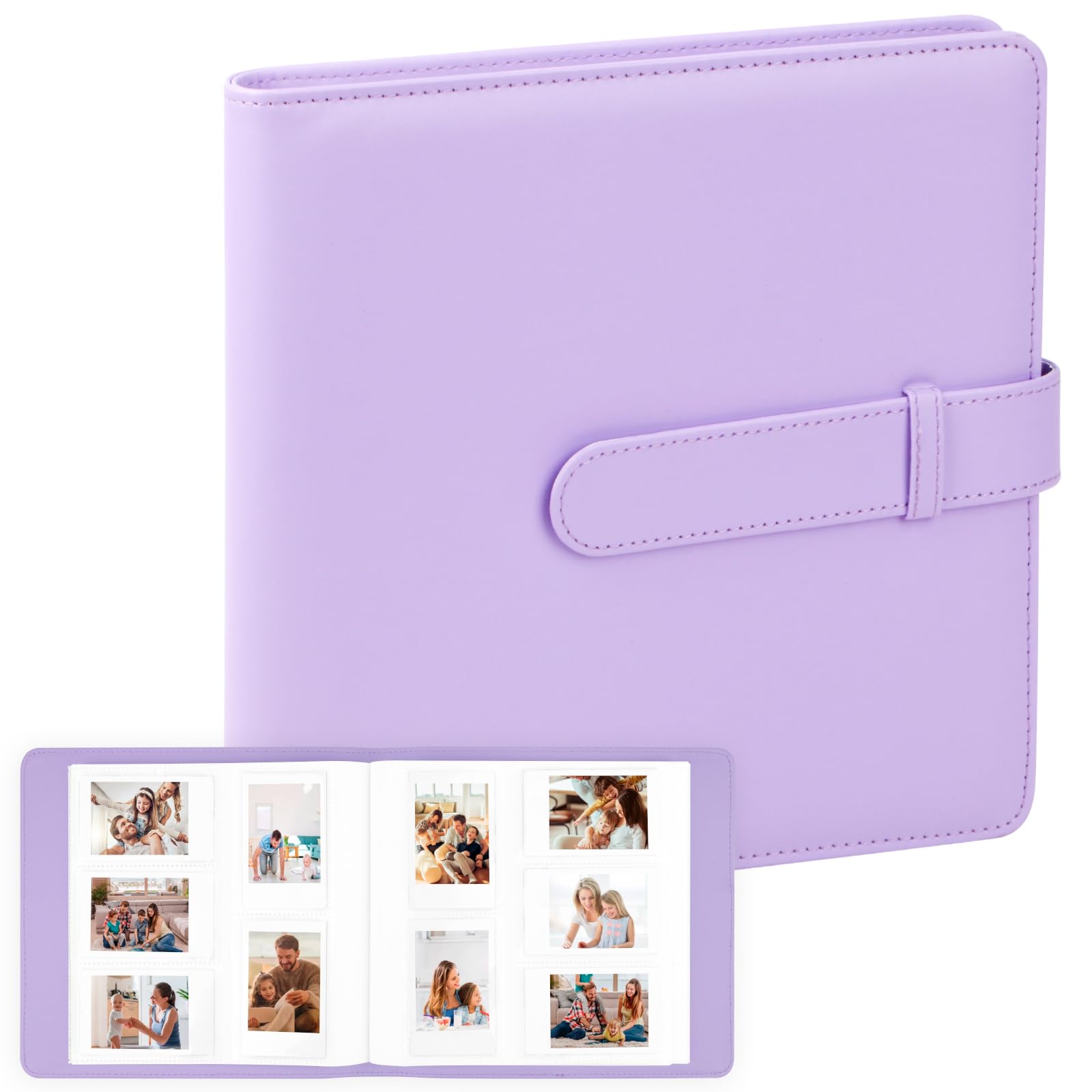 360 Pocket Photo Album for Fujifilm Instax Mini 12 11 9 8+ 8 7s 90 40 EVO Instant Camera, Fits Polaroid Snap/PIC-300/Z2300/ SocialMatic Cameras & Zip Printers (Lilac Purple)