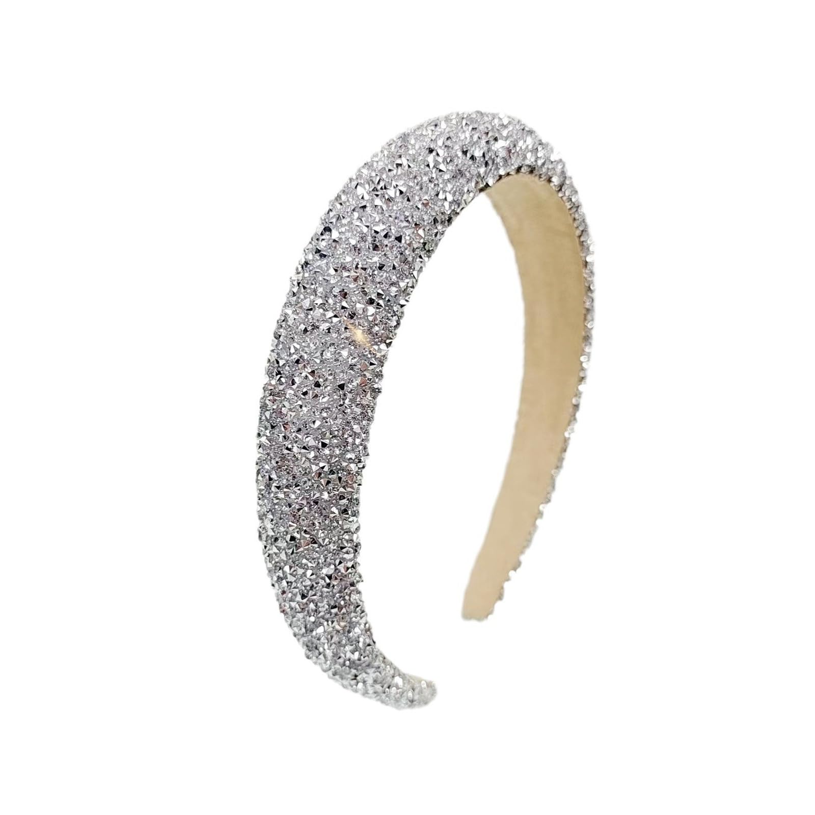 Hsrag Glitter Hair Bands for Girls Wide Hard Sparkly Headbands for Women, Girls Silver Hairbands Ladies, Wedding Bridal Hair Accessories