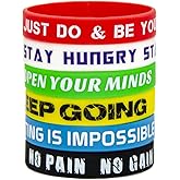 BRANDWINLITE Inspirational Rubber Bracelets,Messages Motivation and Inspiration,Non-Toxic Hypoallergenic,Gifts for Men Ladies and Teens,Gifts for Parties,Events