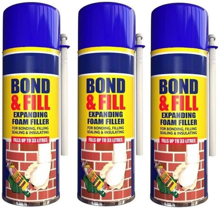 Elito Home & Garden 3 x Expanding Foam PU Bond 500ml - Fill Sealing Insulation