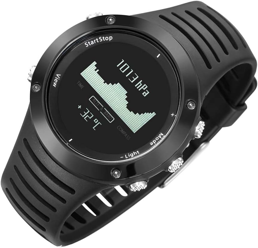 H HILABEE Spovan Digital Sports Watch Altimeter Barometer Compass Wrist Watches - Black