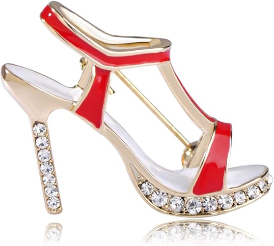 Amazon Mechosen レディース メンズ 子供用 セクシ かわいい ハイヒールのブローチピン キルトピン クリップ コサージュ お盆 七夕 彼女 彼氏 人気 ギフト ジュエリー クリスタル 赤い 黒い ブローチ 通販