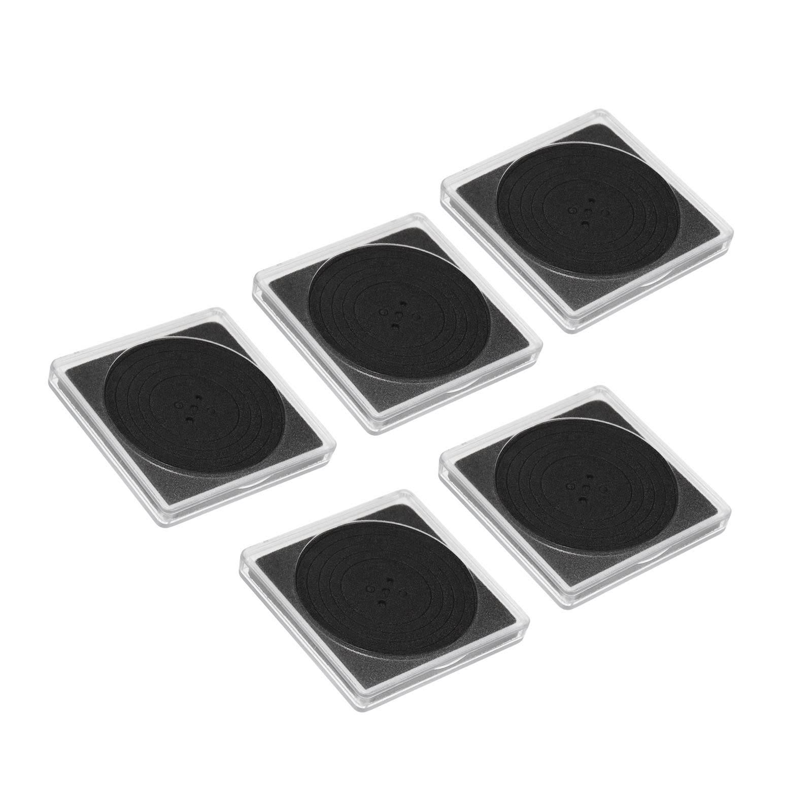 PATIKIL Coin Snap Holder, 5 Pack Coin Collection Case Square with Foam Gasket Coins Display Box Fit 20/25/30/35/40mm Coins for Collector Collection Supplies, Clear Black