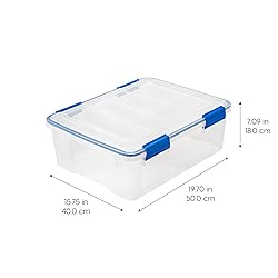 IRIS USA WeatherPro 27 Qt Storage Bins with Lids, 3