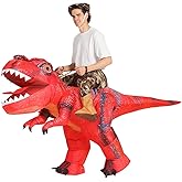 COMIN Inflatable Red Dinosaur Costume Riding T Rex Air Blow up Funny Party Halloween Costume for Men/Women