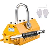 VEVOR Permanent Magnetic Lifter, 1320 lbs Pulling Capacity, Heavy Duty N42 Neodymium Lifting Magnet with Release Handle and Steel Hook, Used in Shop Crane and Hoist, for Lifting Plate Steel, Board