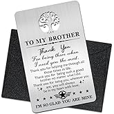 Mhfpl To My Brother Thank You Wallet Card, Engraved Metal Wallet Insert Card for Brother, Thank You Gift for Brothers, Wedding Graduation Deployment Birthday Gift for Brothers