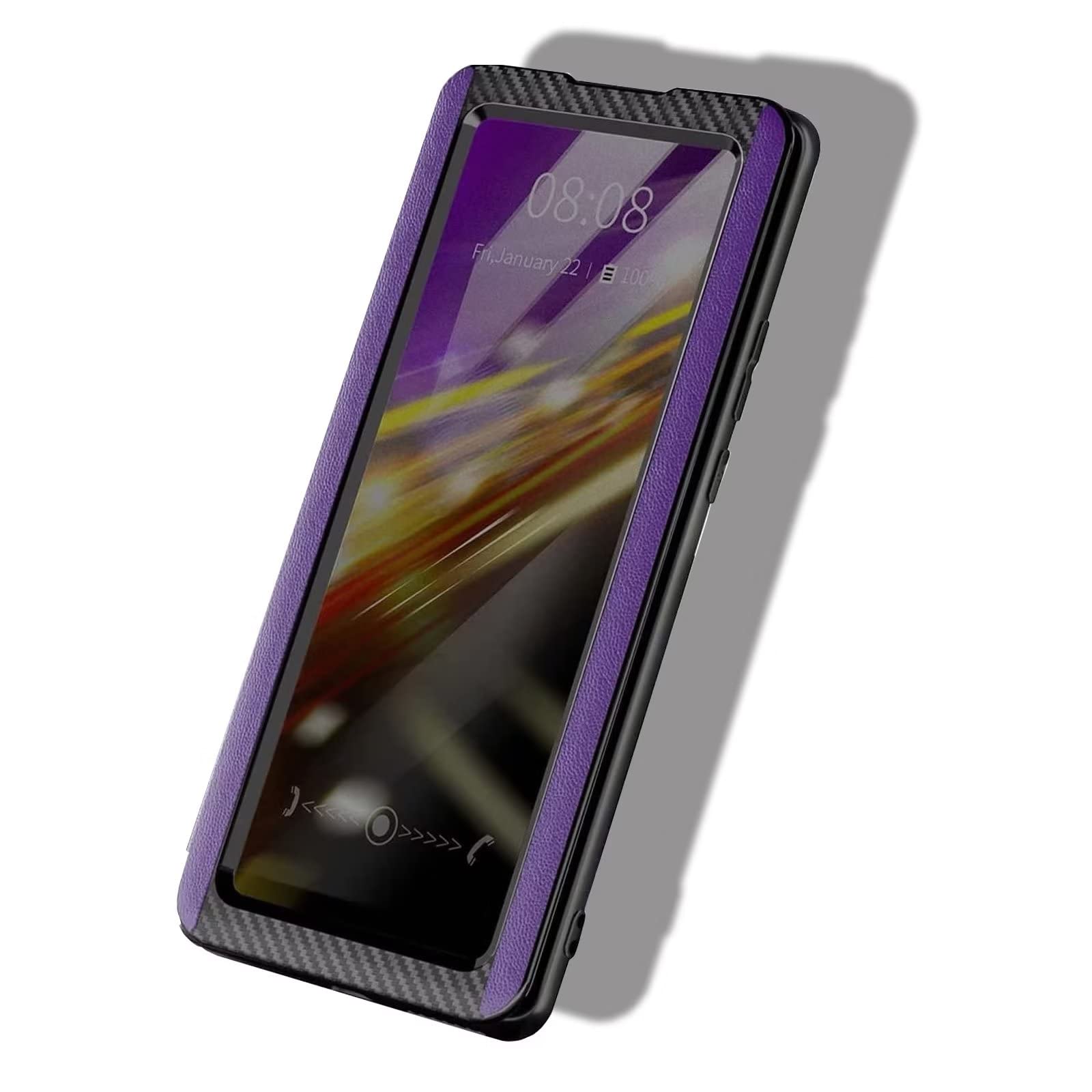 ATISIJIE YUMIER Case for Nothing Phone (1) Smart Clear View Cover,Protective Phone Case with Soft Silicone TPU,Foldable Kickstand,Full Protection Leather ShockProof Case Violet