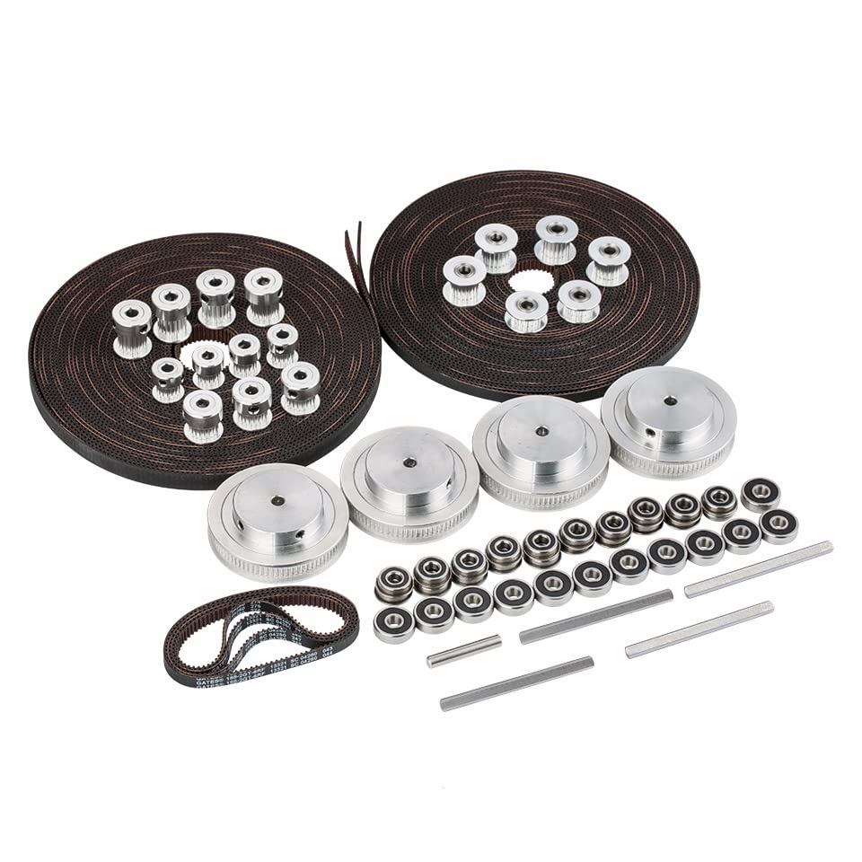 1Set Corexy Motion Parts GT2 LL-2GT RF Open Belts 2GT 16T 20T 80T Pulley 188mm Belt Shaft Bearings Compatible with Voron 2.4 3D Printer (350mm Version)