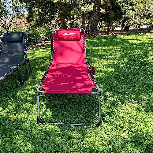 KingCamp Folding Outdoor Chaise Lounge Chair, 5Position Adjustable for
