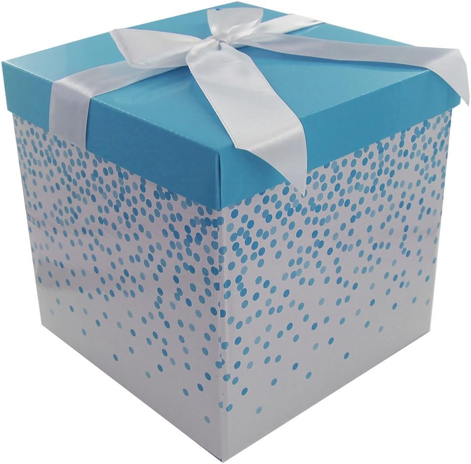 Medium Folding Gift Box - Blue Polka Dot
